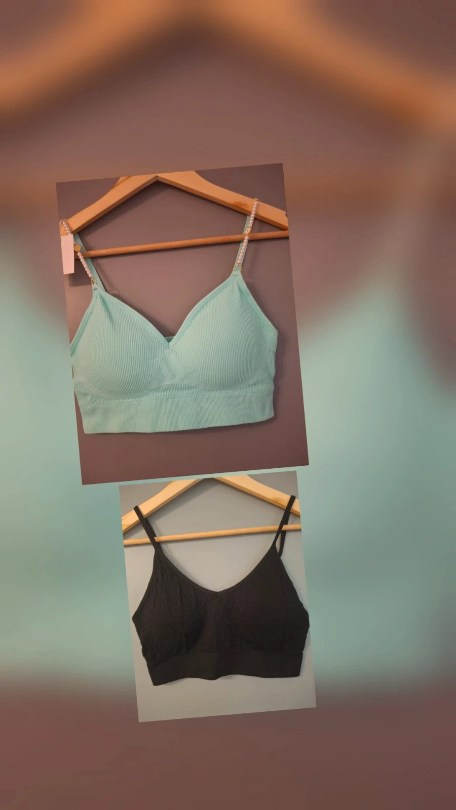 Lot 2 brassière micro fibres noire et bleu turquoise