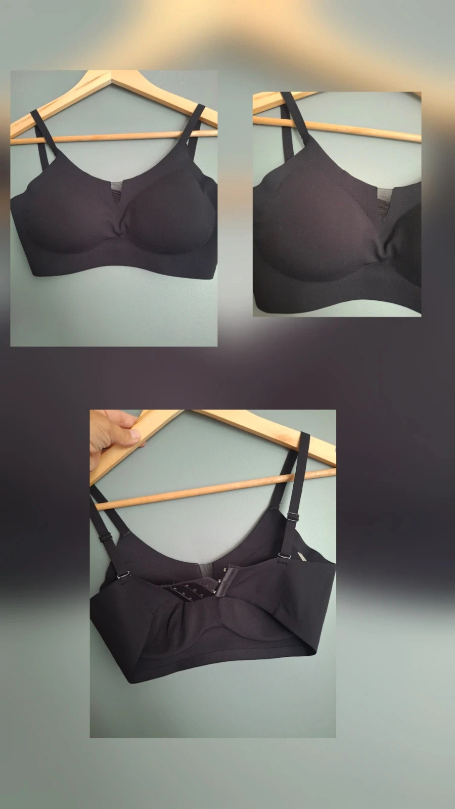 Set lingerie de 3 brassiere invisible sans couture Noire
