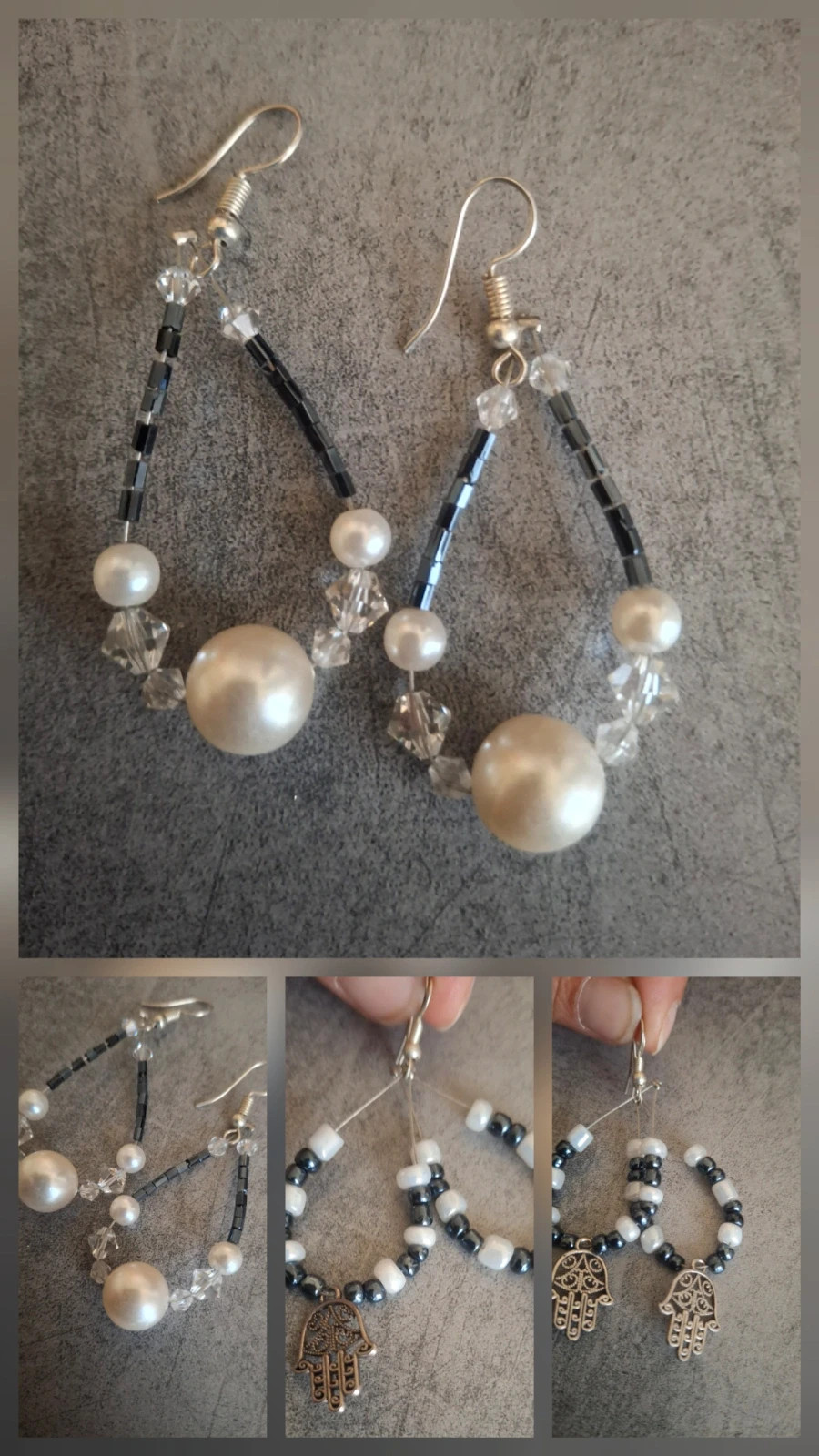 Boucles d’oreilles 2 paires fantaisie perles et charms
