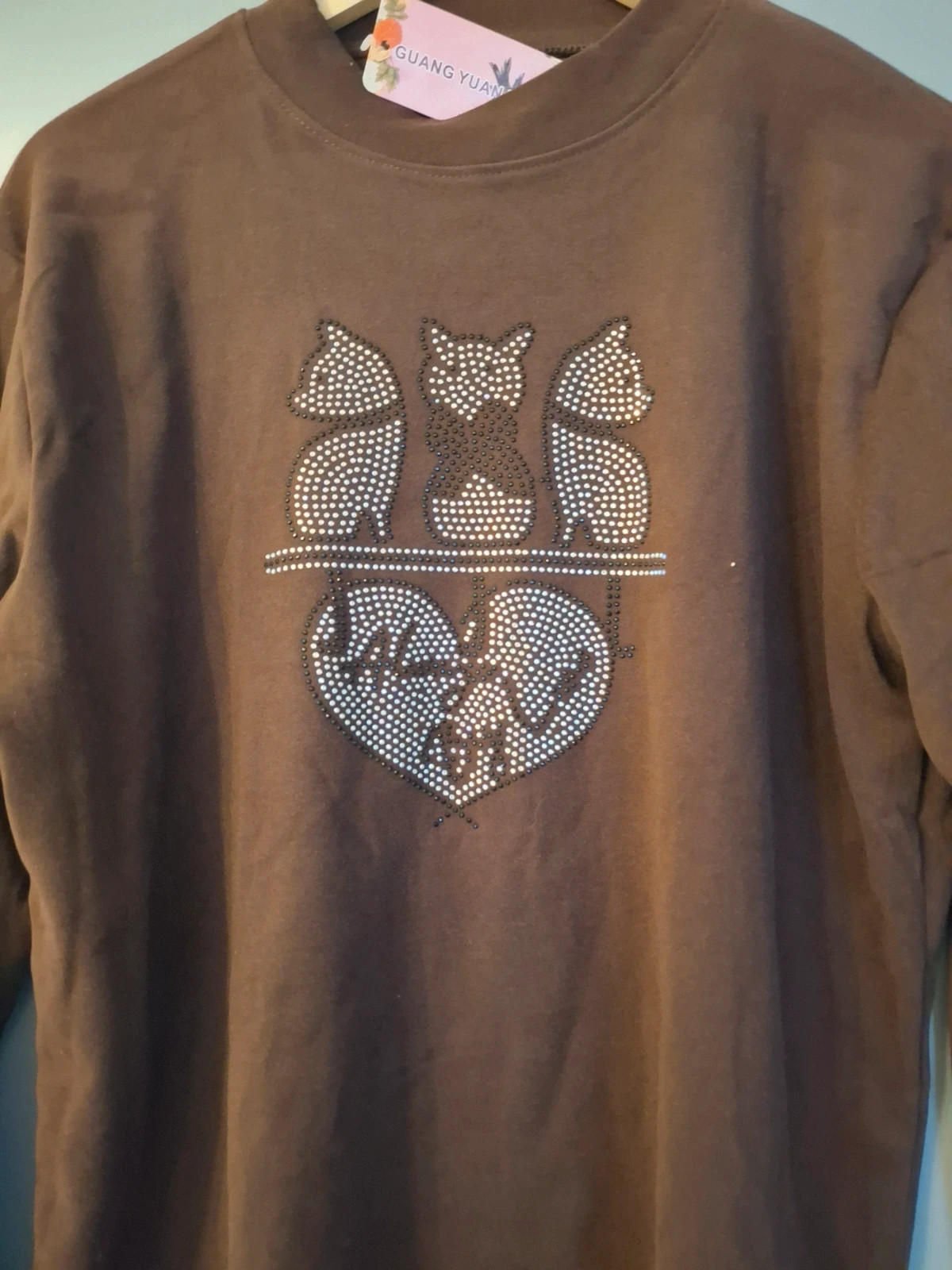 Pull mi saison en coton col montant impression strass – Local – taille XXL / 44 / 16 4