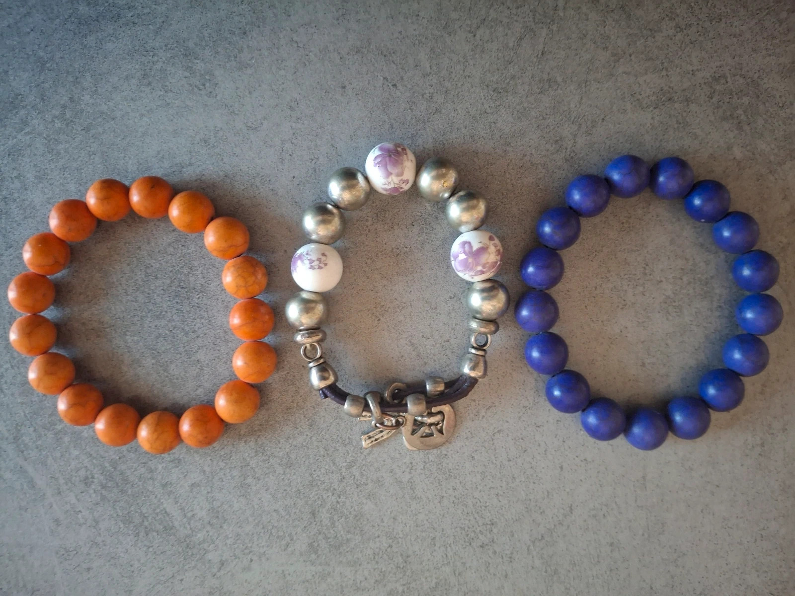Lot bracelet perles et céramique ajustable élastique – Fait Main 2