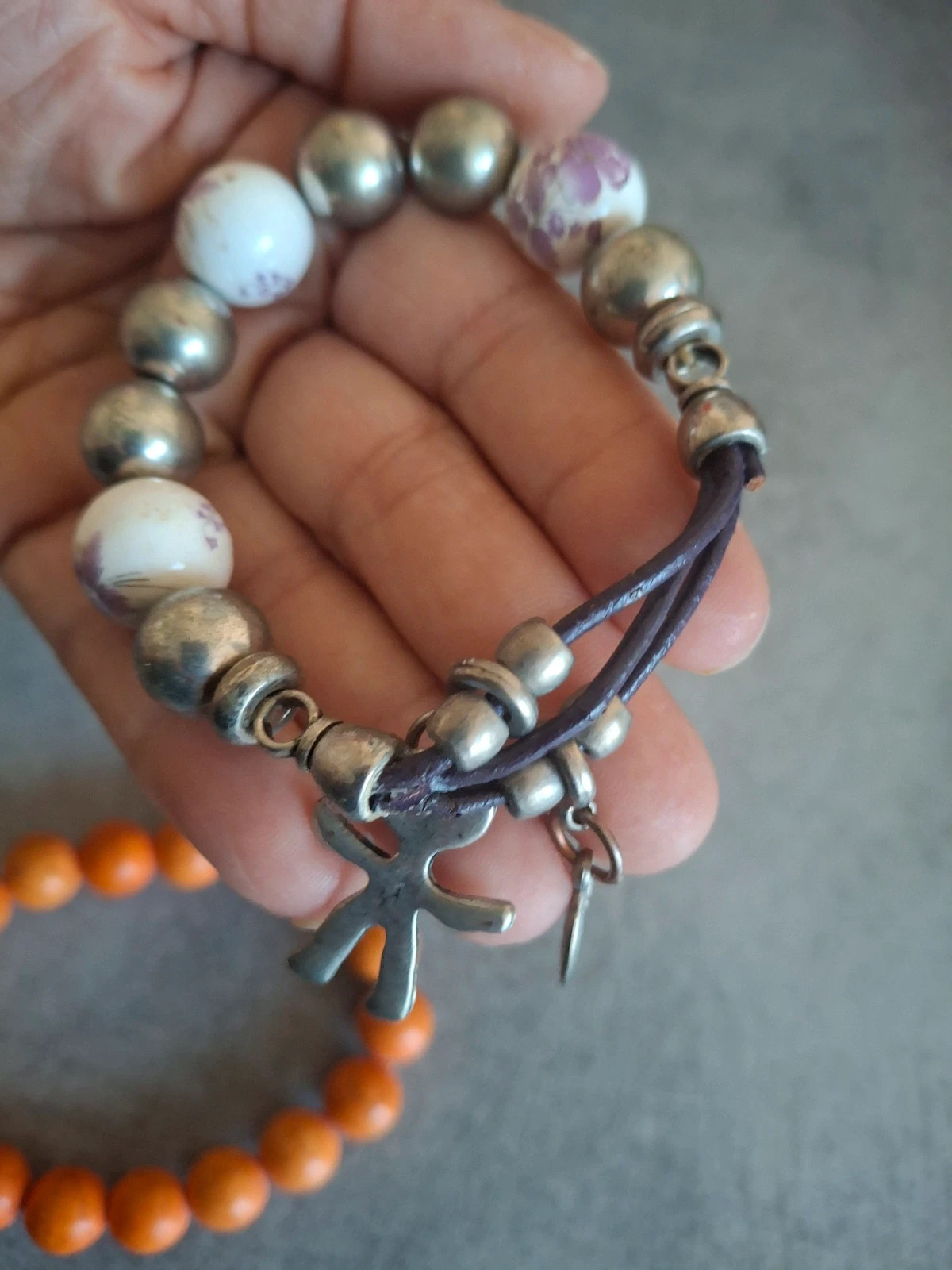 Lot bracelet perles et céramique ajustable élastique – Fait Main 5