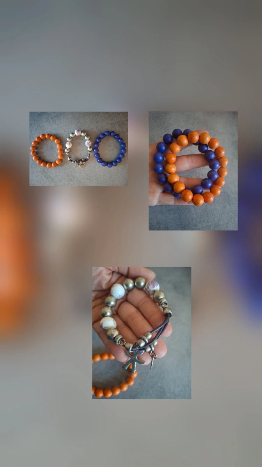 Lot bracelet perles et céramique ajustable élastique