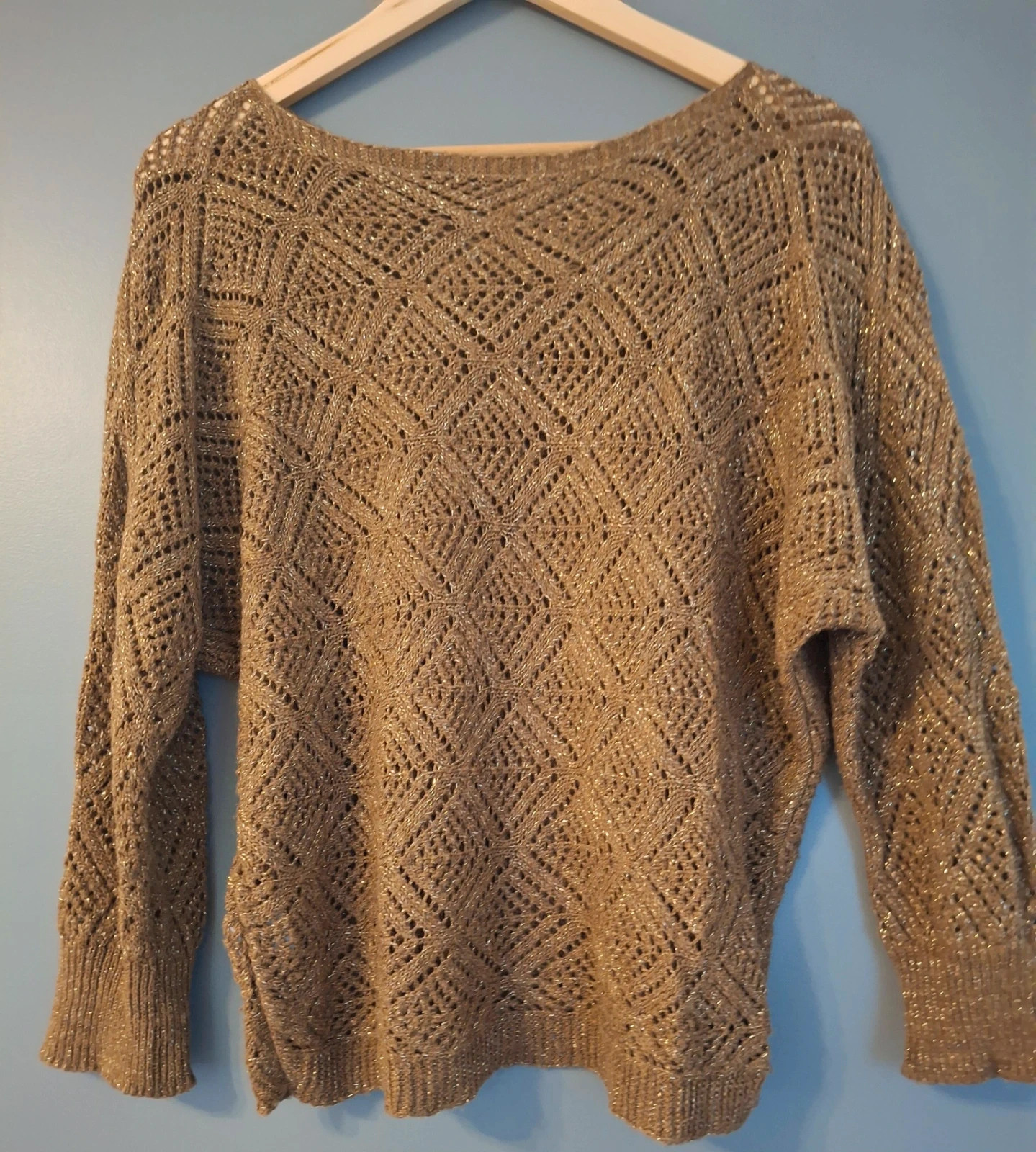 Pull léger ajouré de couleur Marron col bateaux – Local – taille L / 40 / 12 2