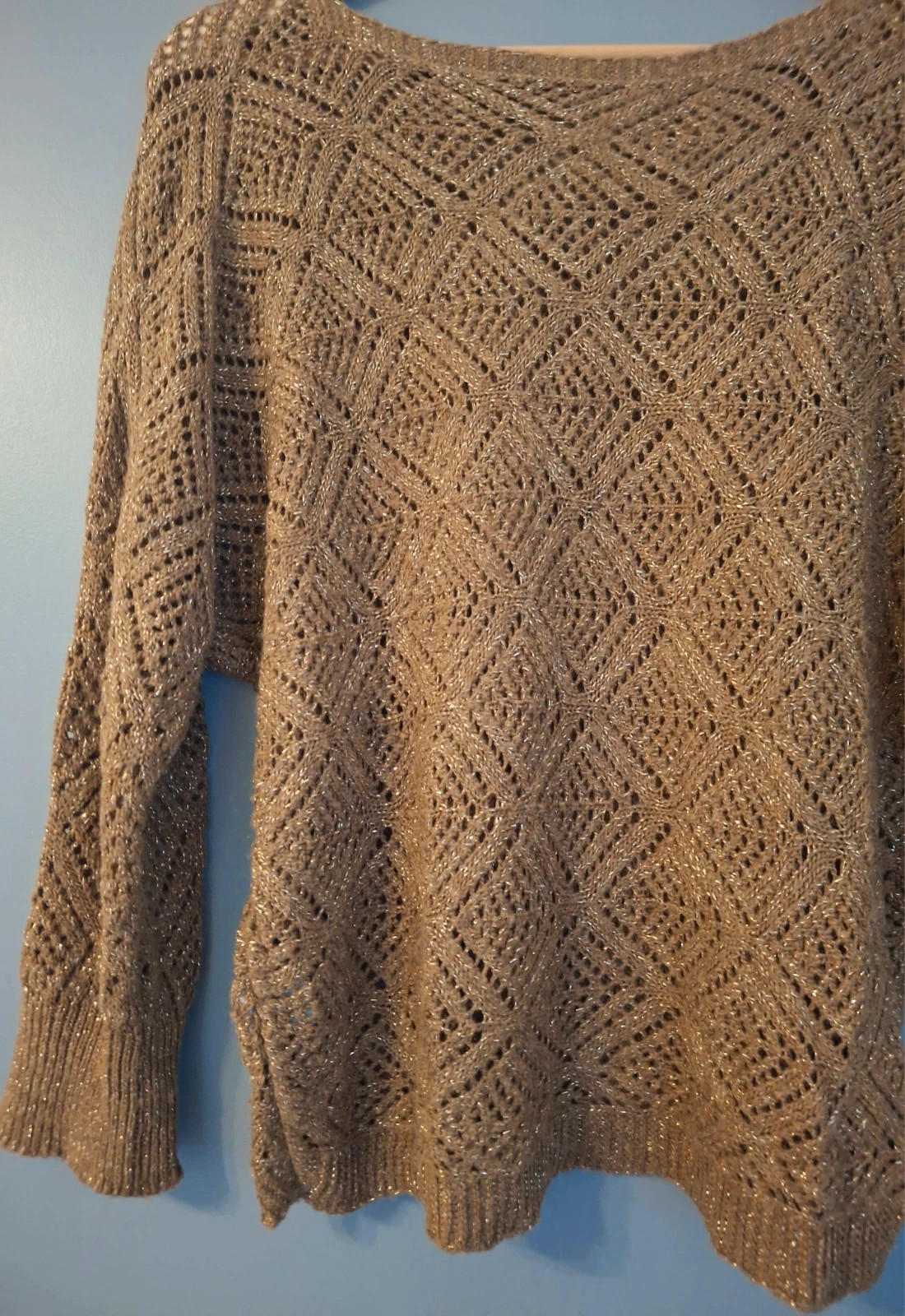 Pull léger ajouré de couleur Marron col bateaux – Local – taille L / 40 / 12 3