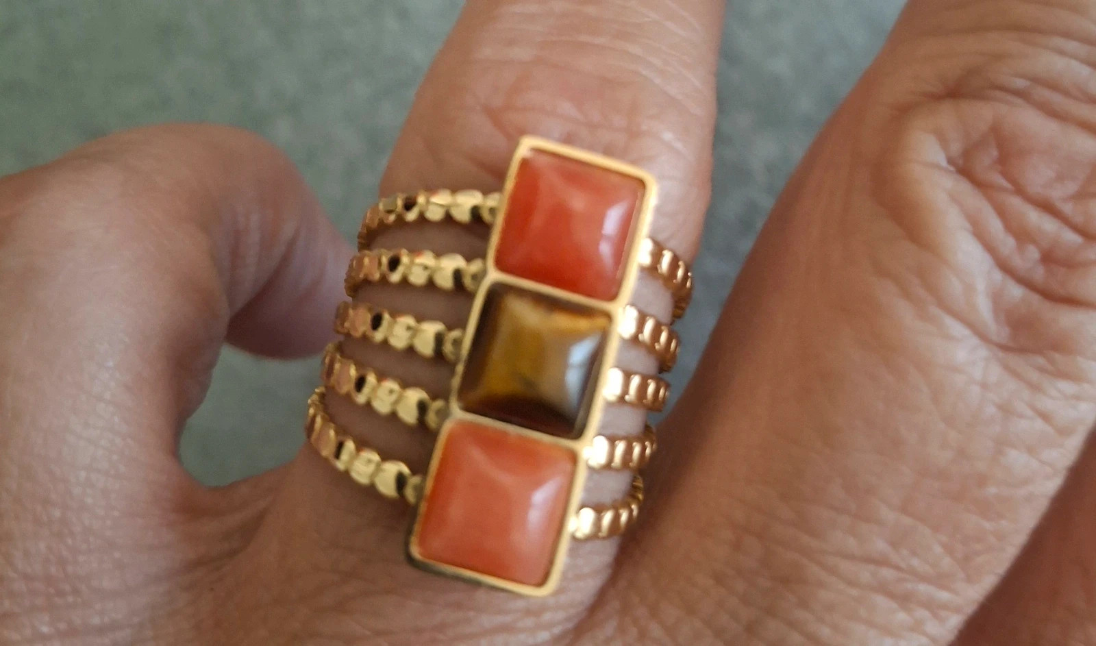 Bague fantaisie doré réglable – Local – taille Ajustable 2