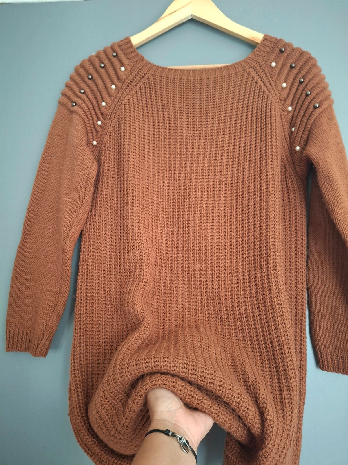 Robe pull Marron en grosse maille tendance