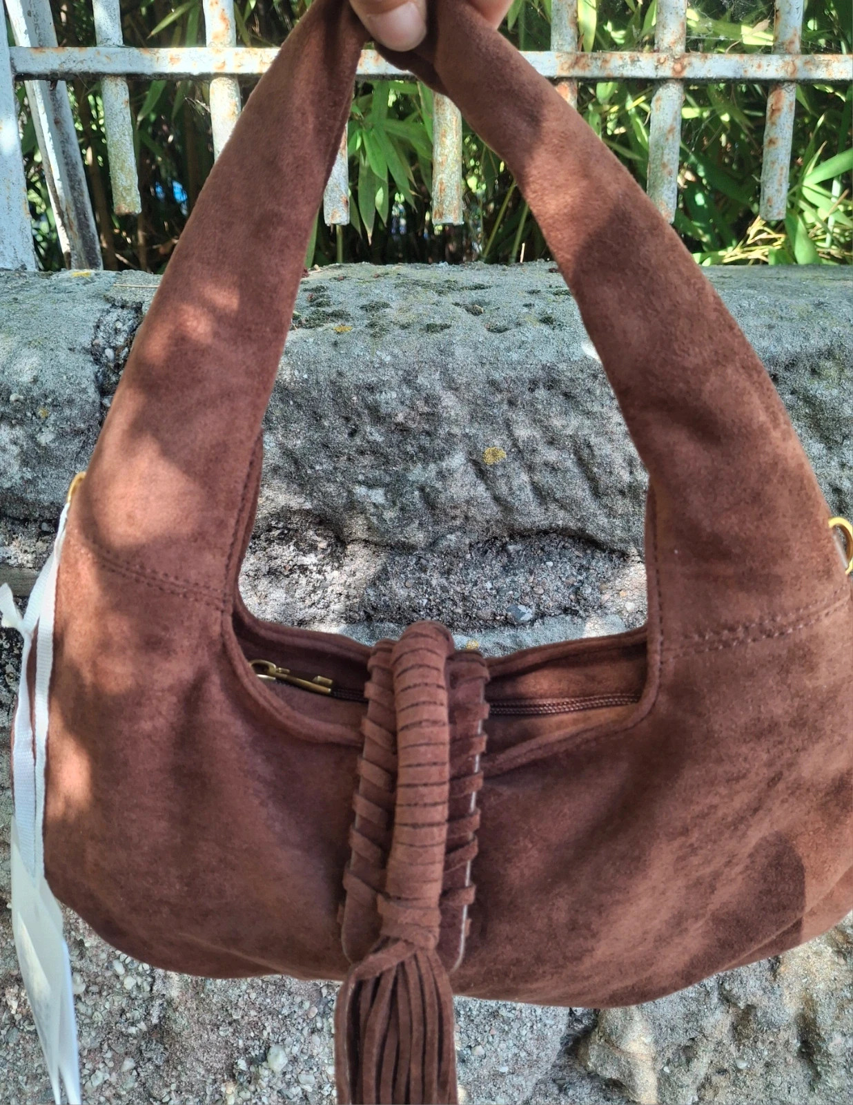 Sac a main effet Daim marron et franges – Phil Firenze 4