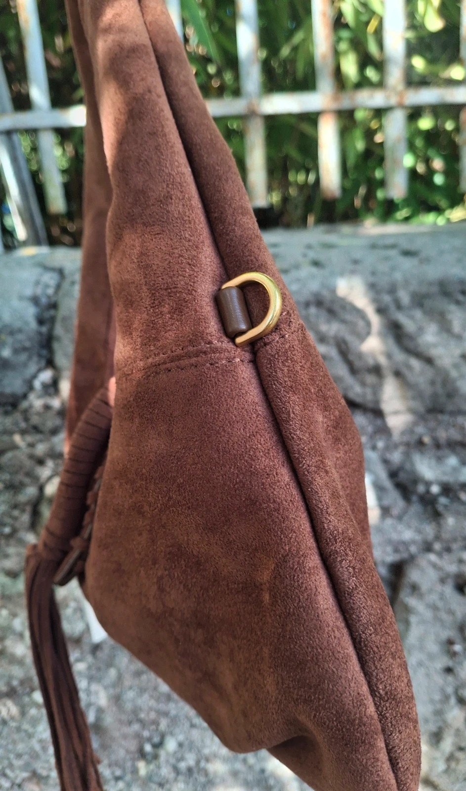 Sac a main effet Daim marron et franges – Phil Firenze 3