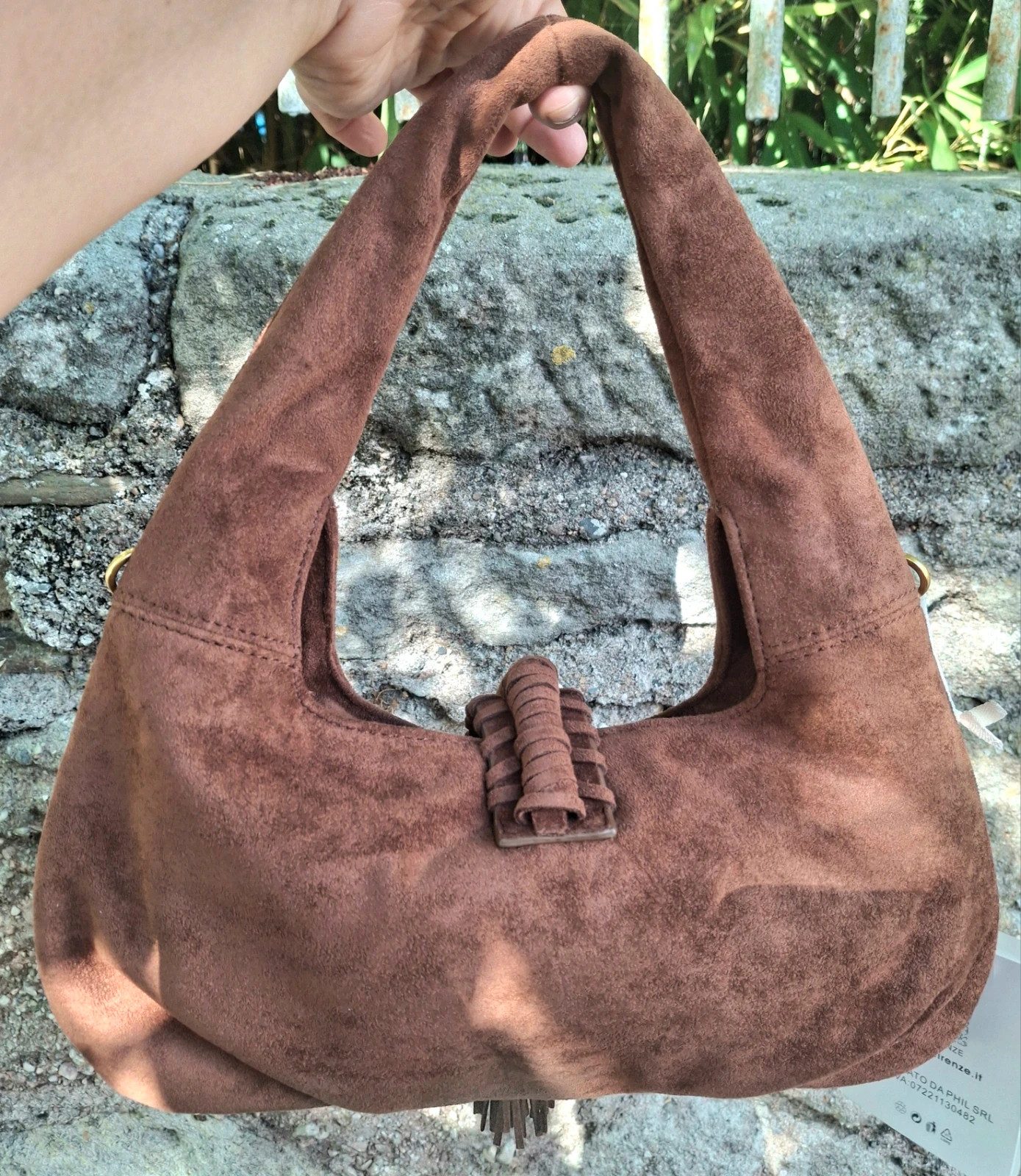 Sac a main effet Daim marron et franges – Phil Firenze 2