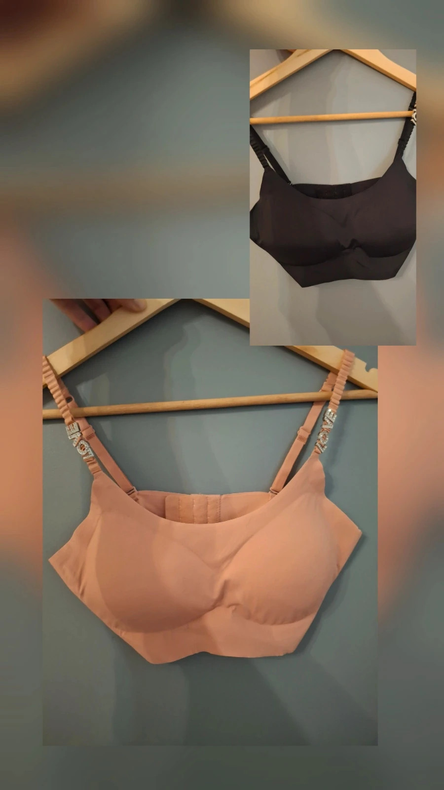 Set lingerie invisible sans couture fantaisie bretelles strass