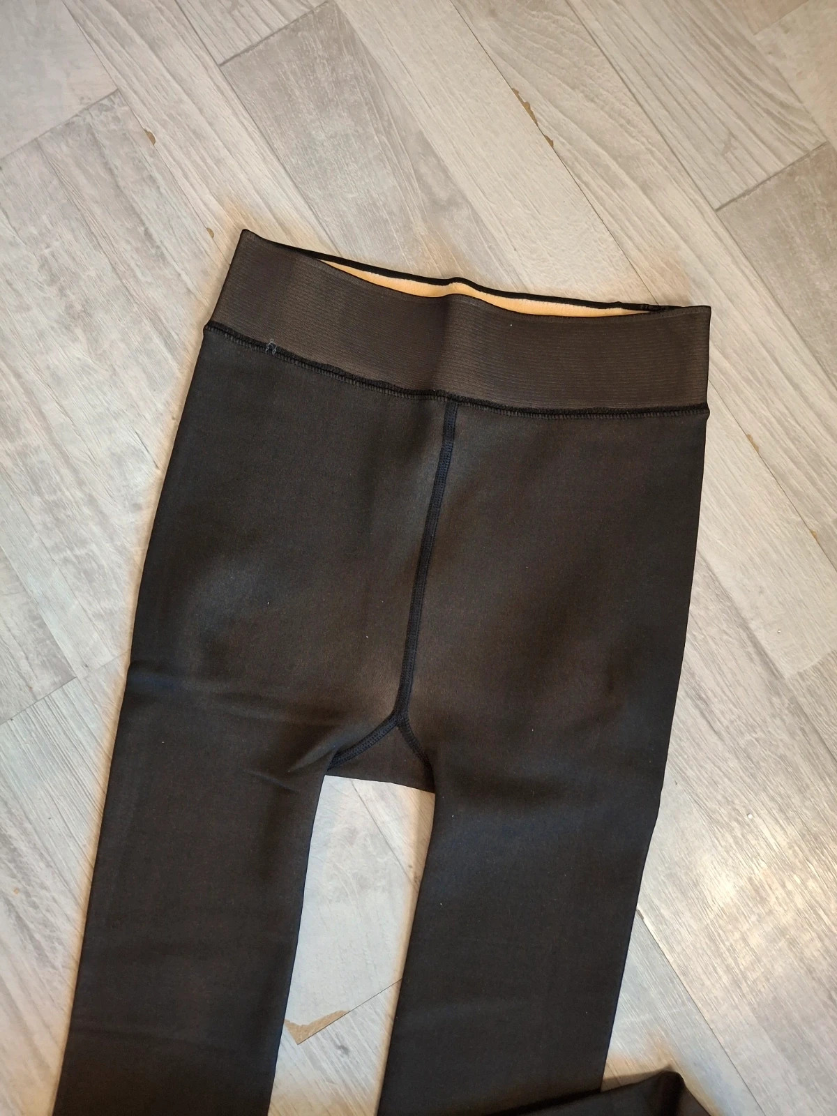 Collant leggings fourré effet peau marron taille haute