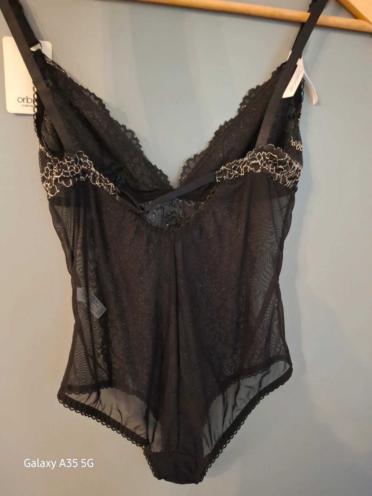 Body dentelle noire sans armatures fines bretelles – Orbro – taille S / 36 / 8 4