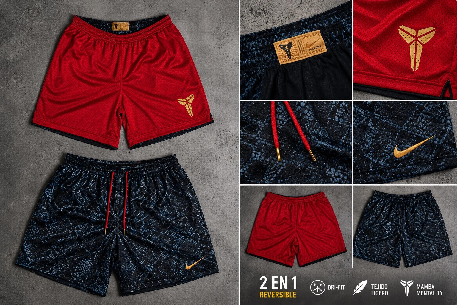 Nike Kobe Bryant Reversible Shorts “Mamba Mentality” 2 en 1 – Nike – taille XL 2