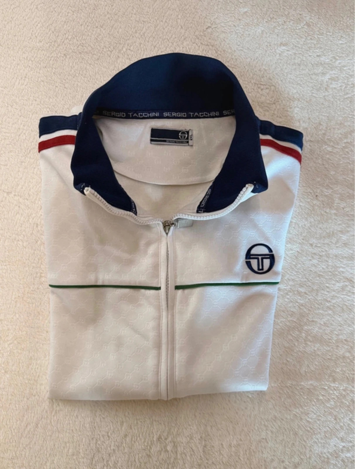 Chaleco Sergio Tacchini blanco monogram 2XL vintage – Sergio Tacchini – taille XXL
