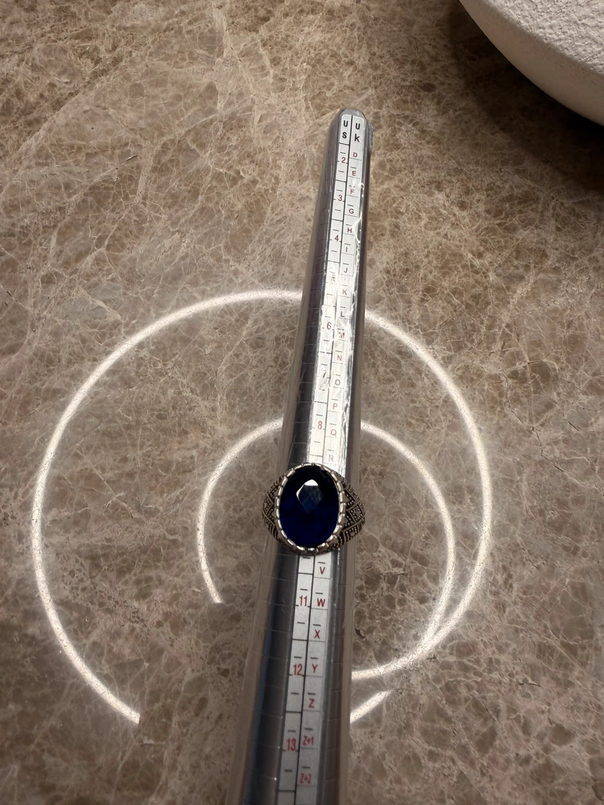 Anillo plata 925 con gran piedra azul tipo zafiro talla 21 – taille 19 mm 2