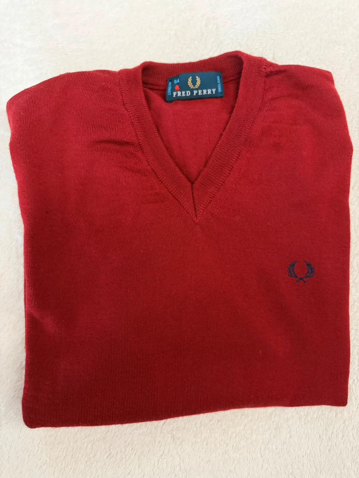 Fred Perry jersey vintage cuello pico rojo granate talla 54 – Fred Perry – taille Taille unique 2