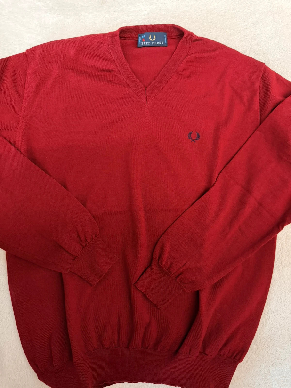 Fred Perry jersey vintage cuello pico rojo granate talla 54 – Fred Perry – taille Taille unique 4