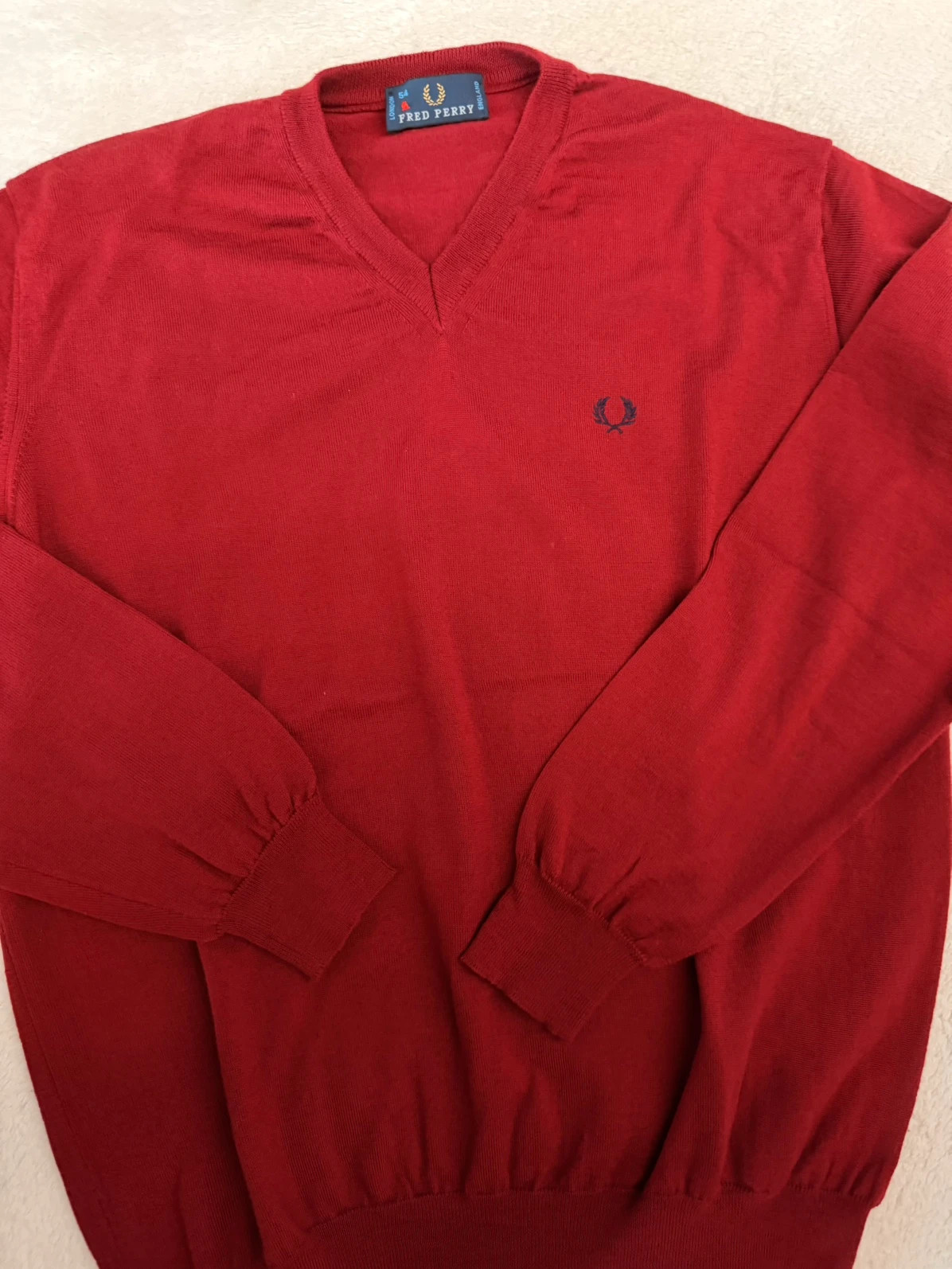 Fred Perry jersey vintage cuello pico rojo granate talla 54 – Fred Perry – taille Taille unique 3