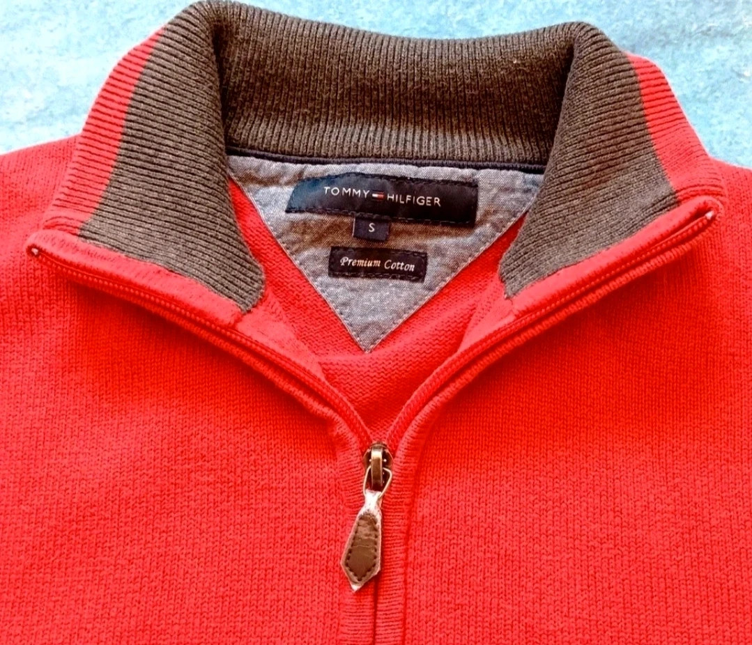 Tommy Hilfiger Red Premium Cotton Full Zip Cardigan Size S Old Money – Tommy Hilfiger – taille S 3