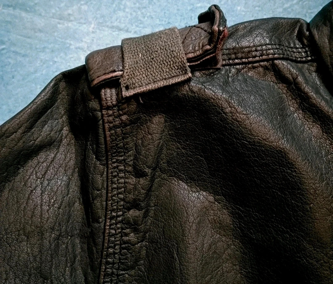 Superdry Vintage Brown Leather Military Utility Jacket Size S – Vintage Dressing – taille S 4