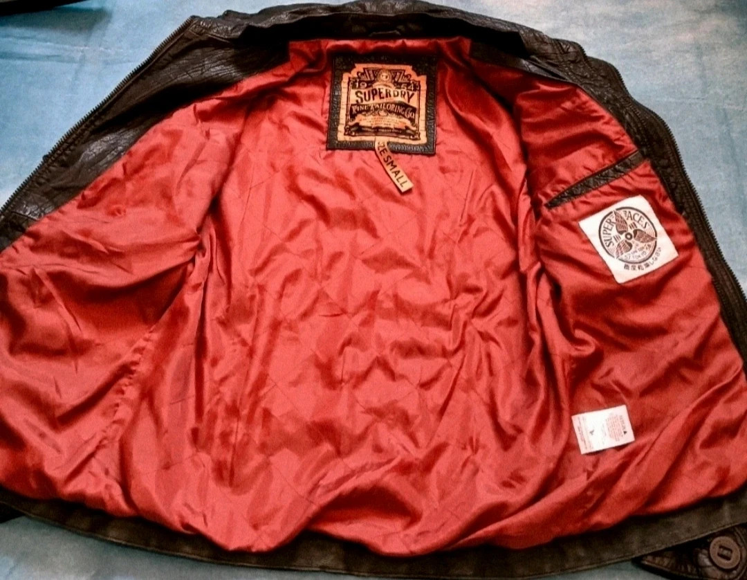 Superdry Vintage Brown Leather Military Utility Jacket Size S – Vintage Dressing – taille S 5