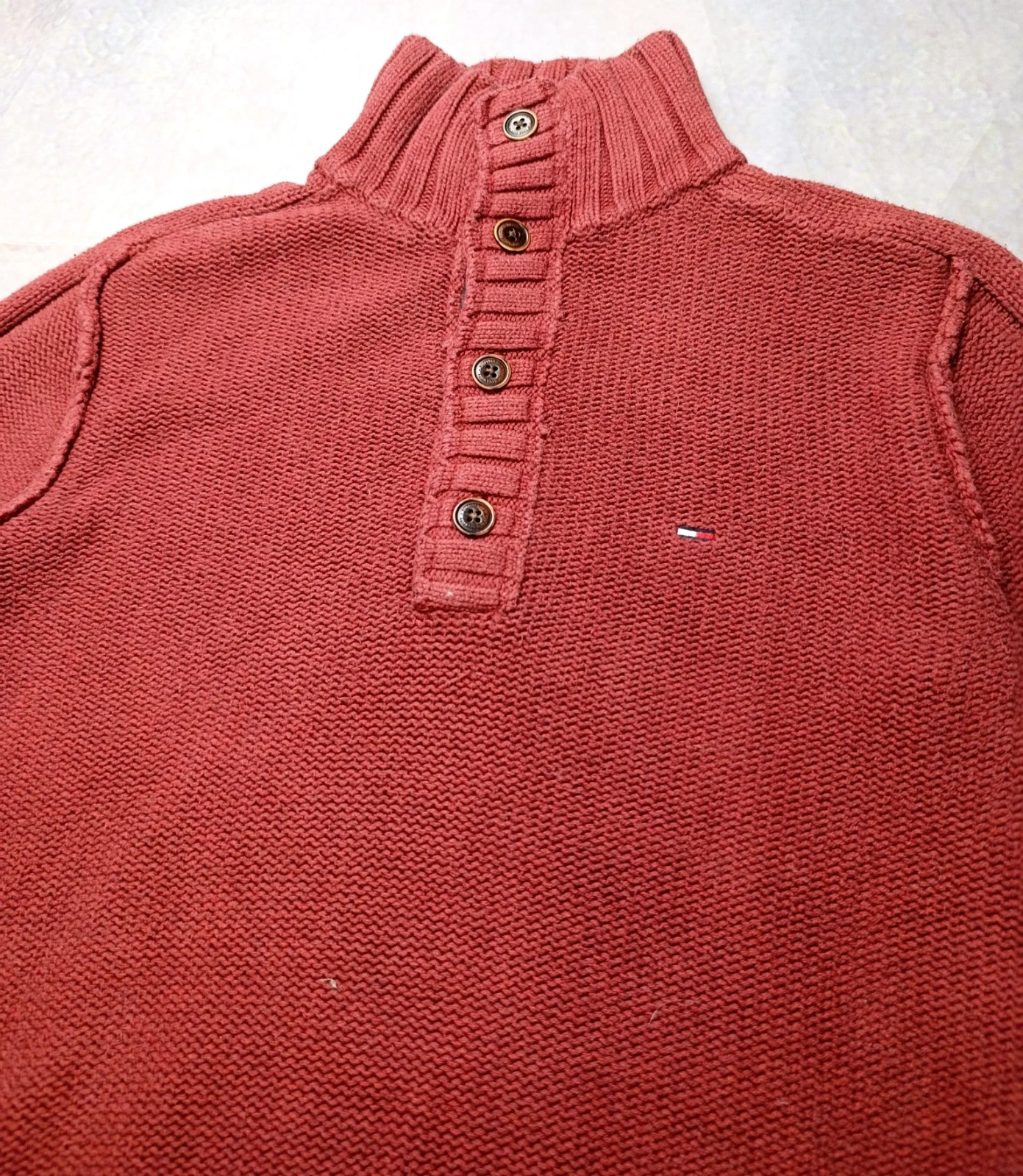 Tommy Hilfiger Denim Vintage Red Heavyweight Knit Pullover - Men L – Tommy Hilfiger – taille L 3