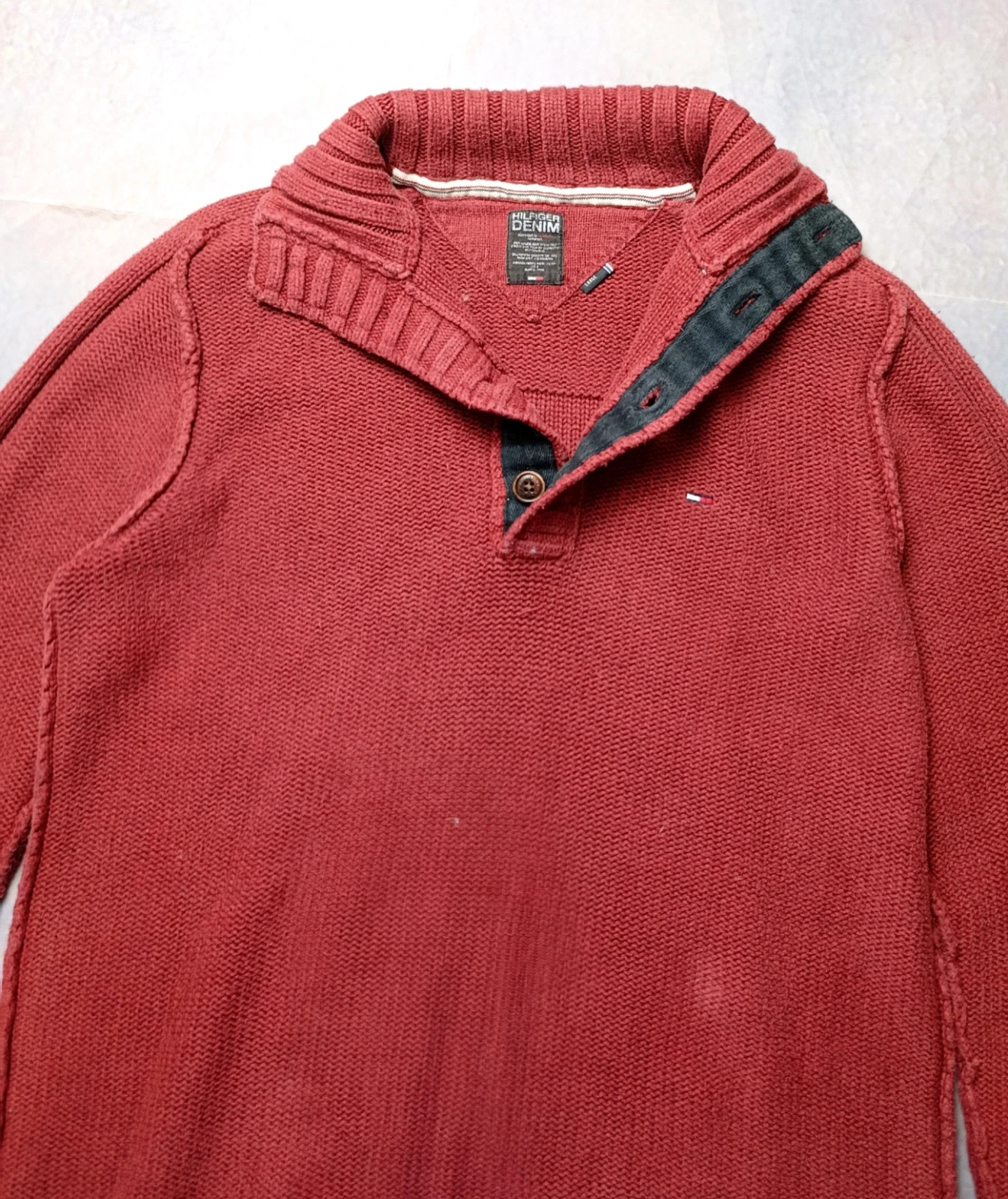 Tommy Hilfiger Denim Vintage Red Heavyweight Knit Pullover - Men L – Tommy Hilfiger – taille L 5