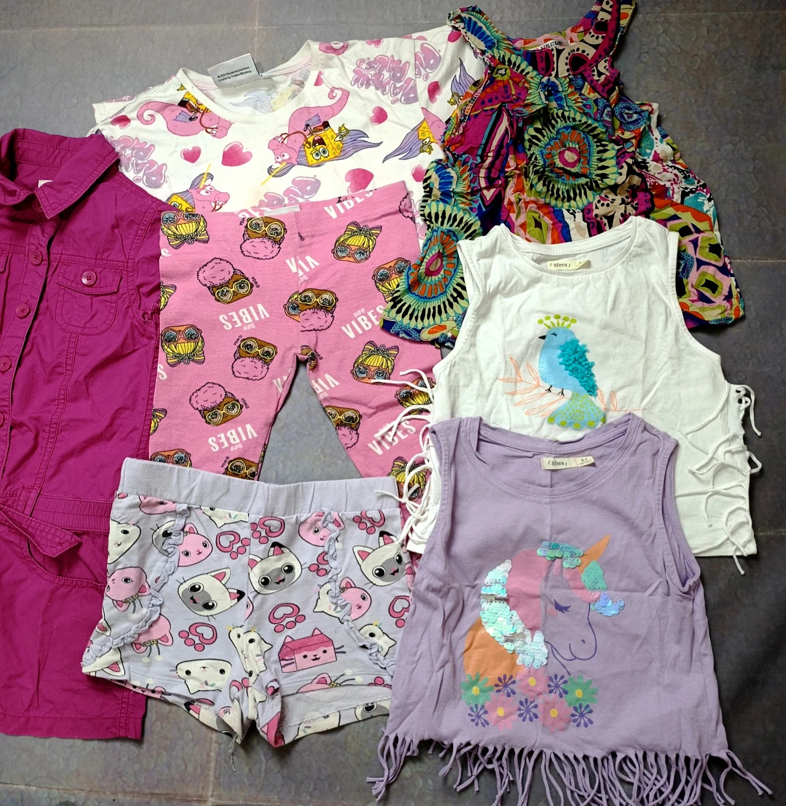 Lote ropa niña de 6/7 años de verano. 7 prendas - Vestidos, Camisetas y Leggings – Variadas. – taille 6 ans / 116 cm 3