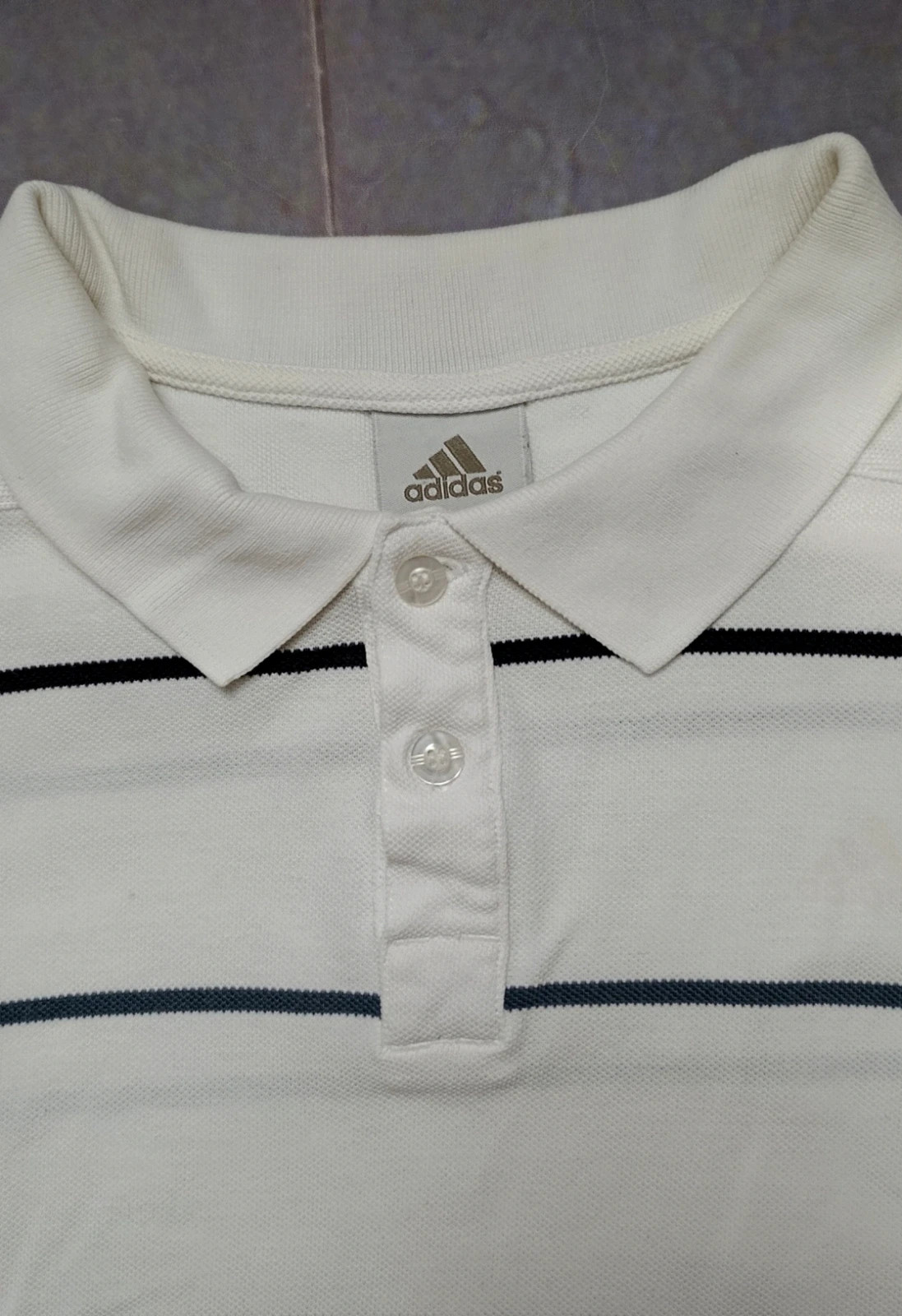 Vintage Adidas Striped Polo Shirt White Size L - Retro Golf Y2K – adidas – taille L 3