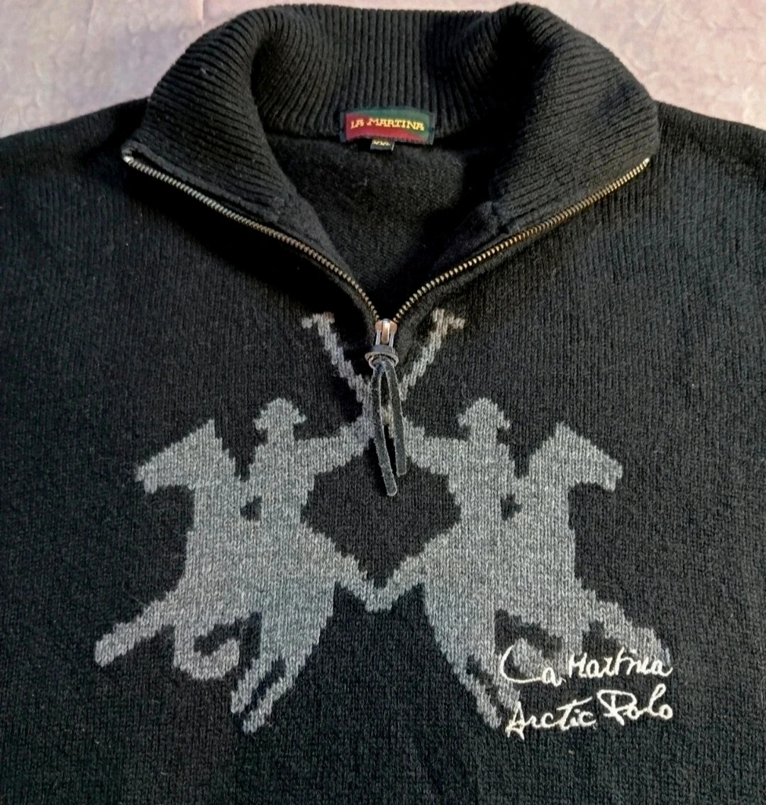 La Martina Black Quarter-Zip Jumper / Sweater - Size XXL – La Martina – taille XXL 4