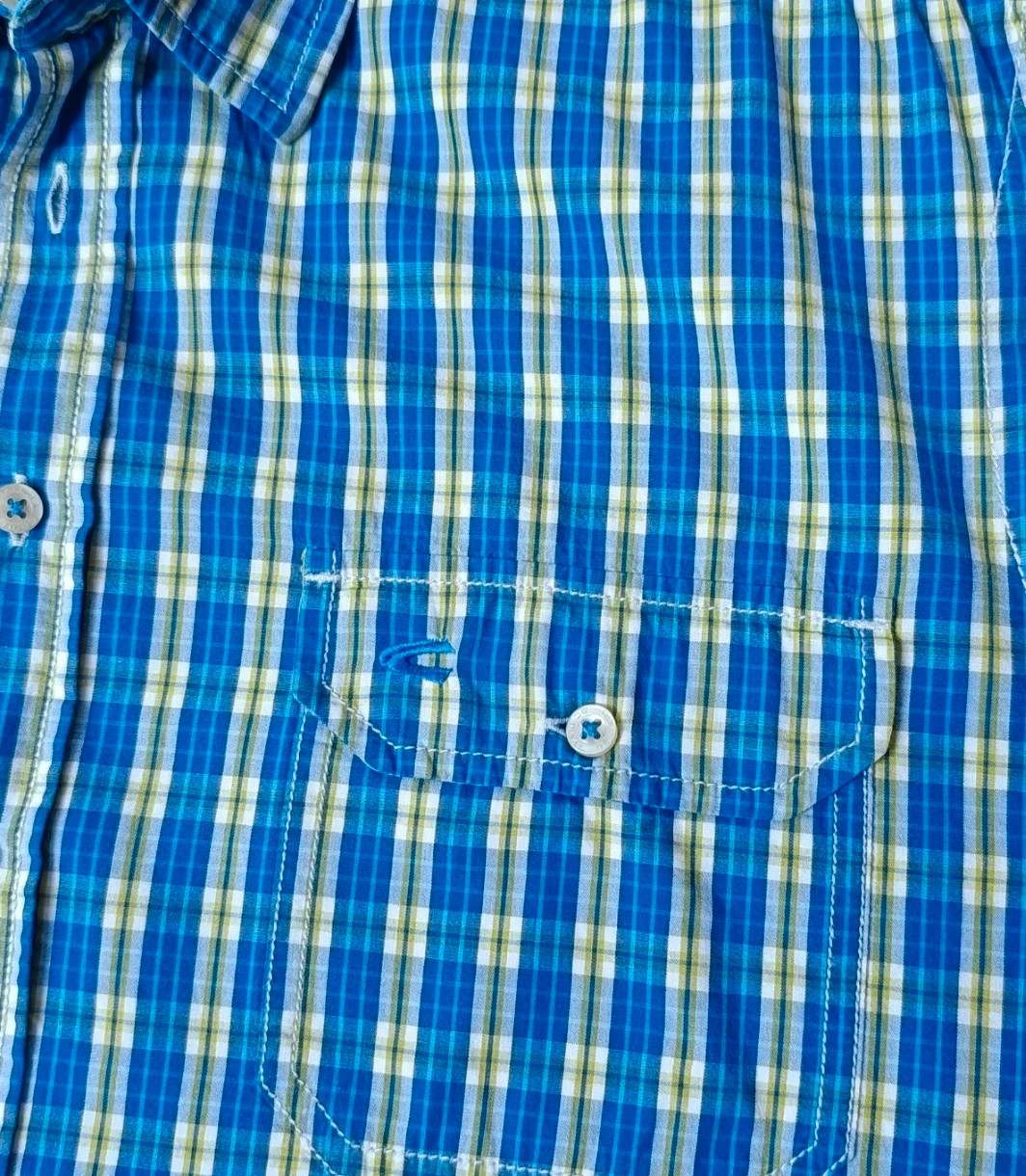 Camel Active Men's Short Sleeve Plaid Shirt Size L 100% Cotton Blue Check – Camel Active – taille L 4