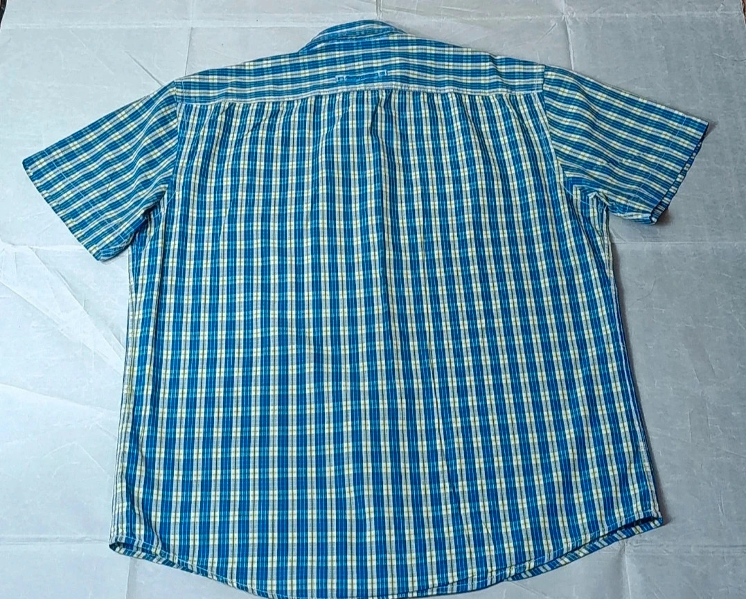 Camel Active Men's Short Sleeve Plaid Shirt Size L 100% Cotton Blue Check – Camel Active – taille L 5