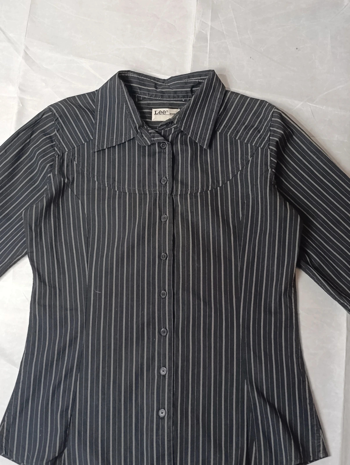 Lee Women Black Pinstripe Western Shirt 00s- Size S – Lee – taille S / 36 / 8 2