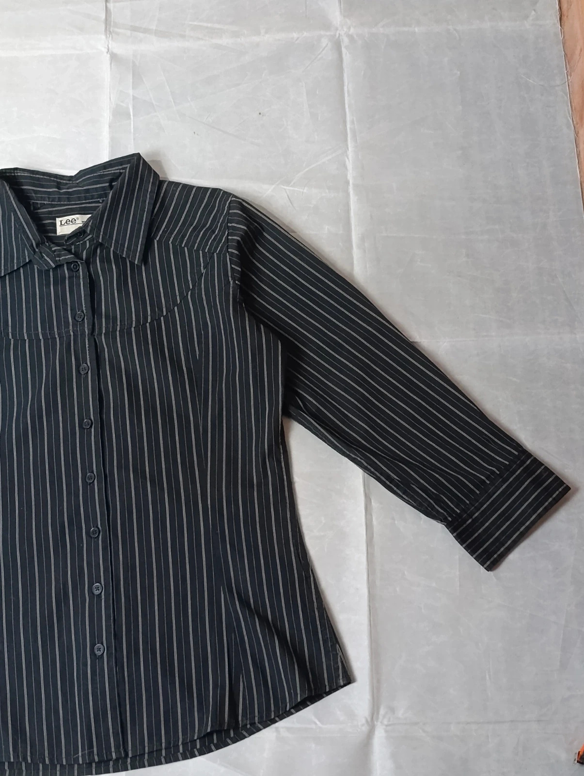 Lee Women Black Pinstripe Western Shirt 00s- Size S – Lee – taille S / 36 / 8 4