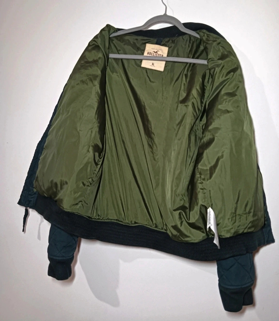 Hollister Quilted Bomber Jacket Navy / Olive Green - Size XL Military casual streetwear – Hollister – taille XL 4