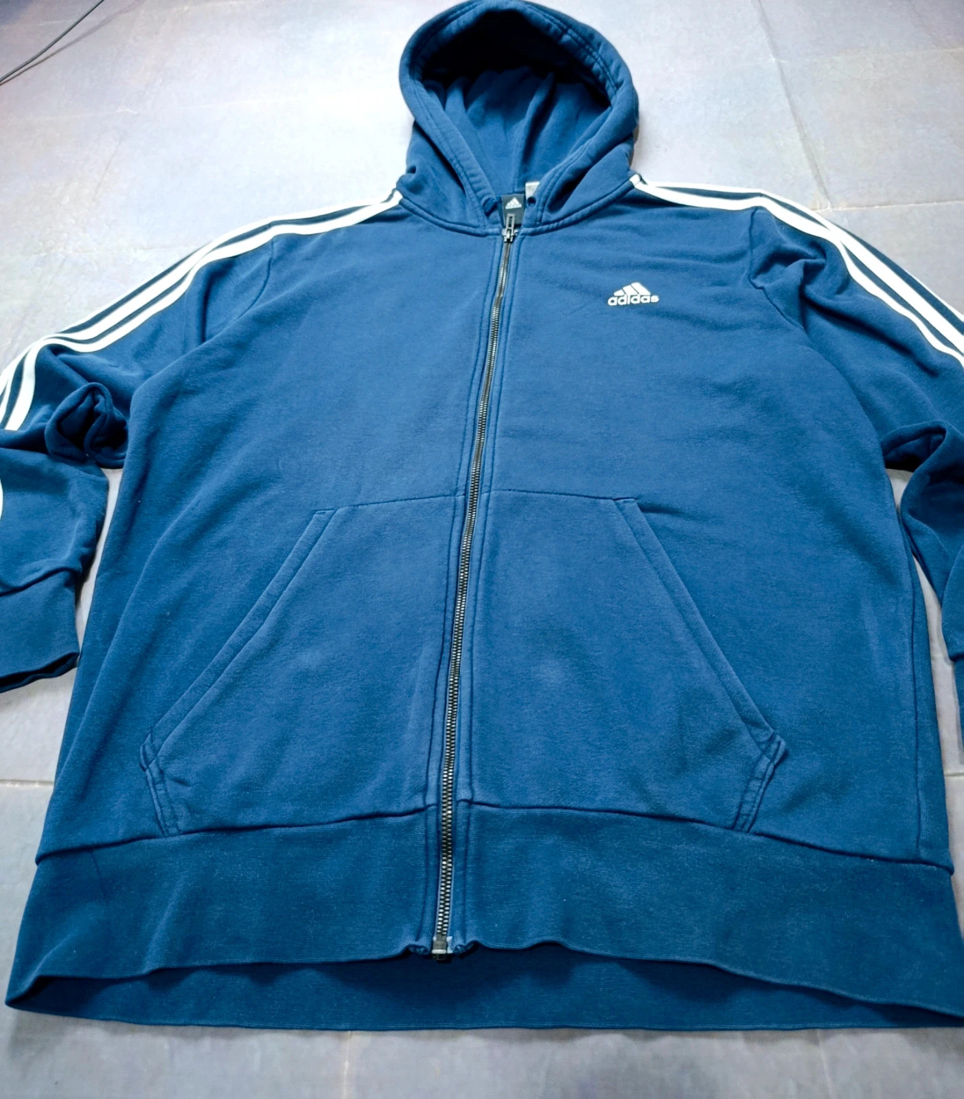 Adidas Essentials 3-Stripes Full Zip Hoodie Navy Blue Men's XL – adidas – taille XL 2