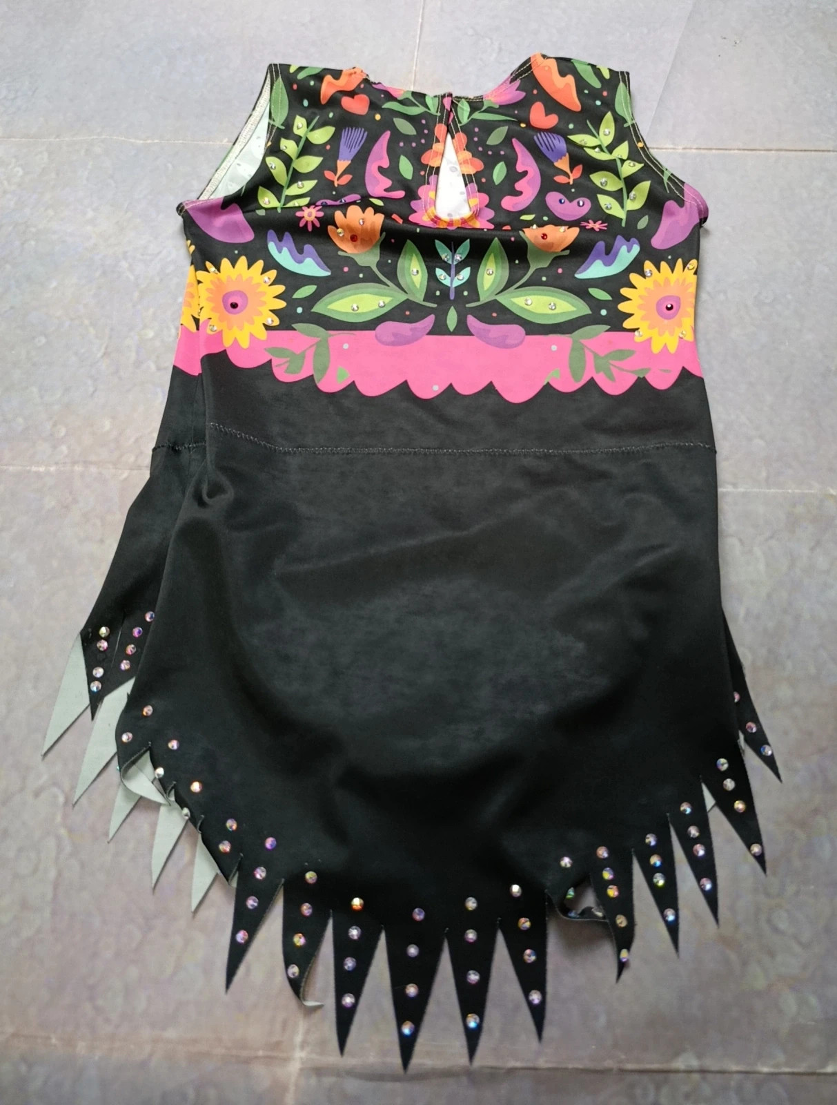 Girls Figure Skating Competition Dress | Floral Rhinestone Performance Dress 8-10Y – No Logo – taille 10 ans / 140 cm 3