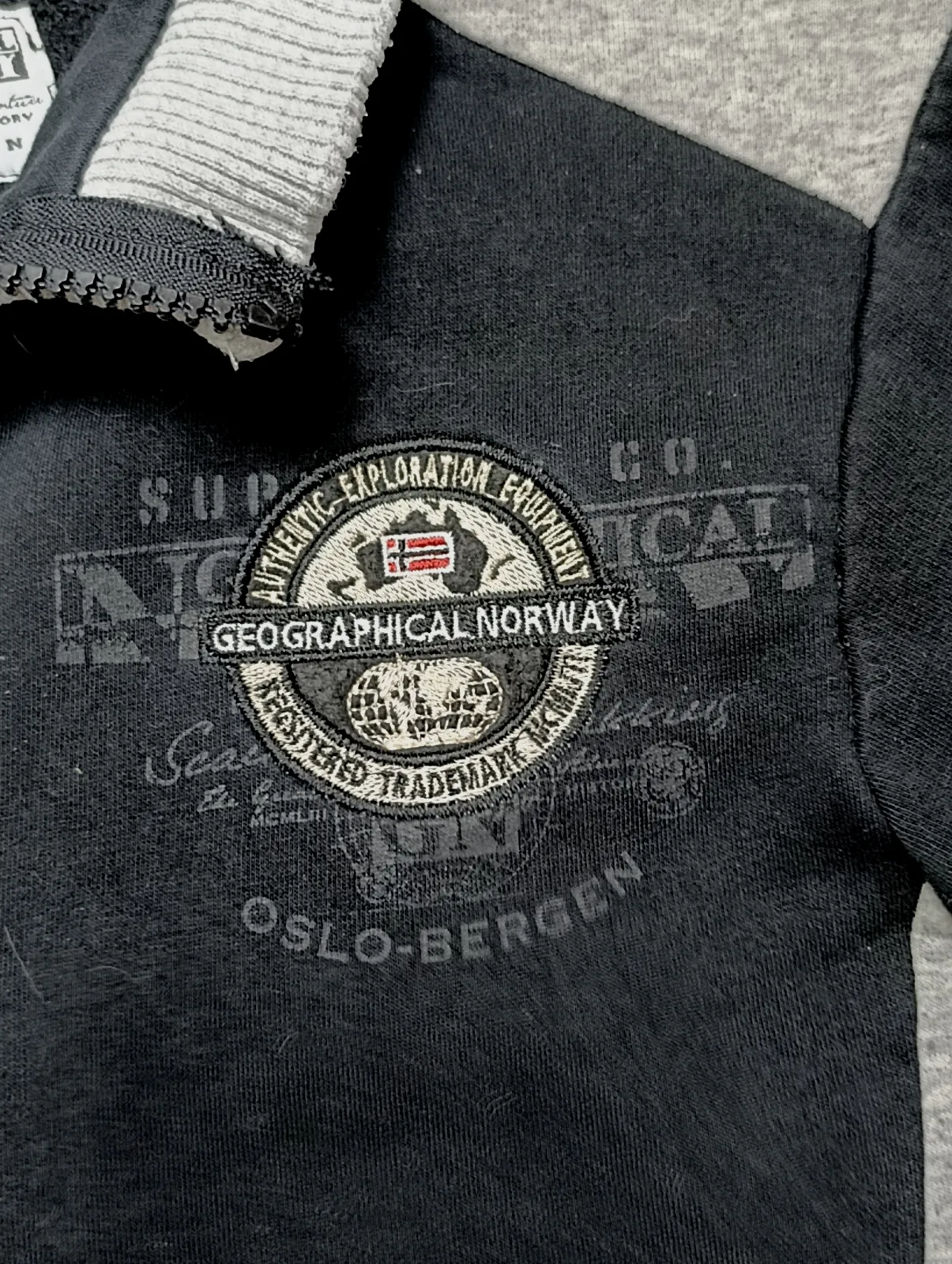 Geographical Norway Zip Sweatshirt Jacket Black Grey Vintage Y2K Size L – Geographical Norway – taille L 6