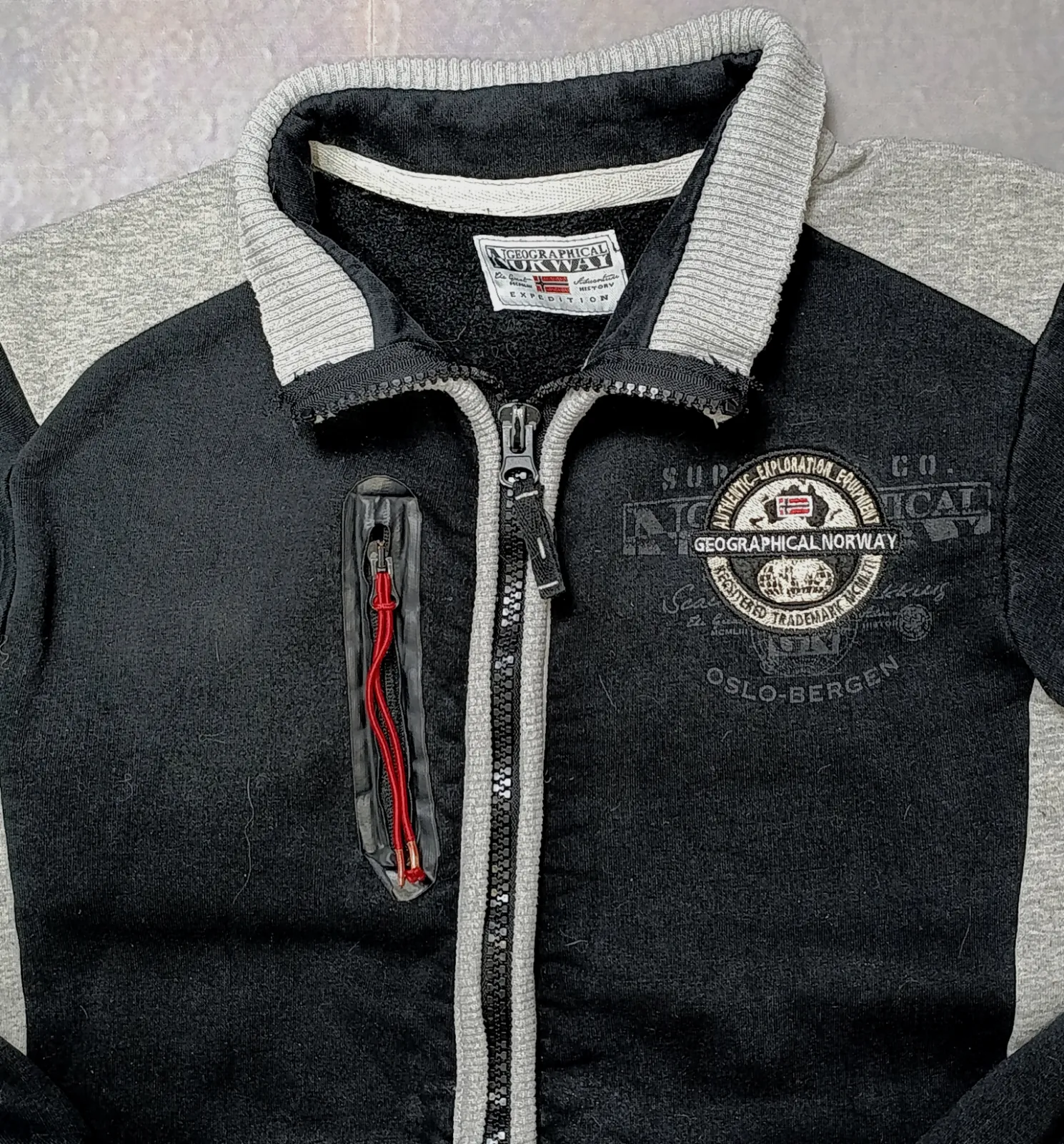 Geographical Norway Zip Sweatshirt Jacket Black Grey Vintage Y2K Size L – Geographical Norway – taille L 3