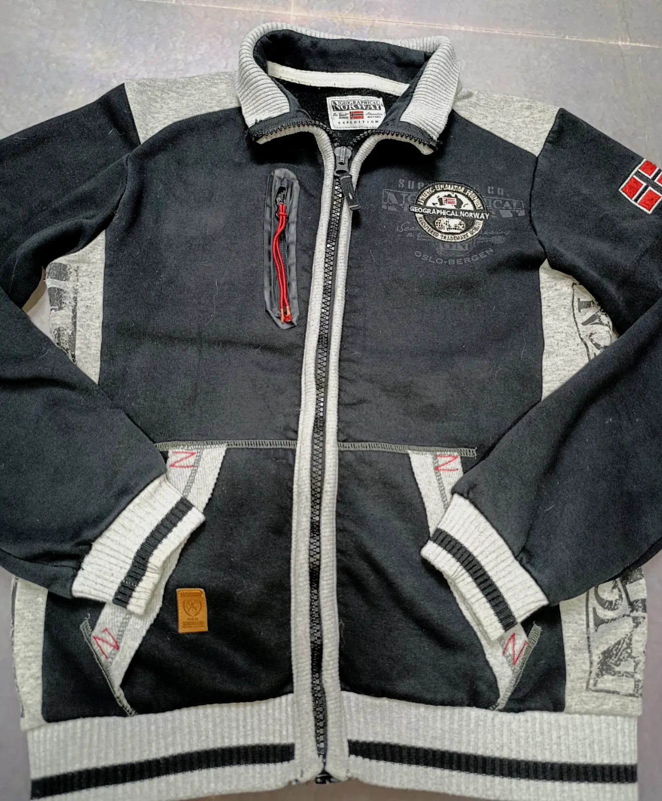 Geographical Norway Zip Sweatshirt Jacket Black Grey Vintage Y2K Size L – Geographical Norway – taille L 2
