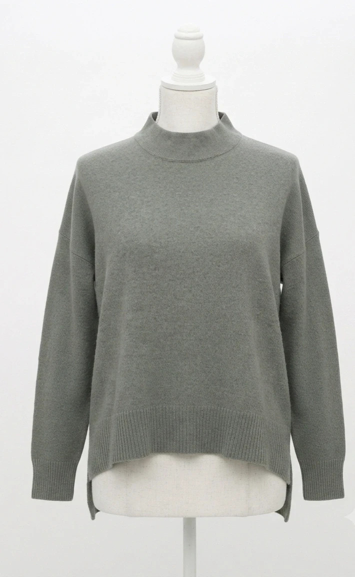 Jersey de punto gris topo con cuello perkins talla 40/42