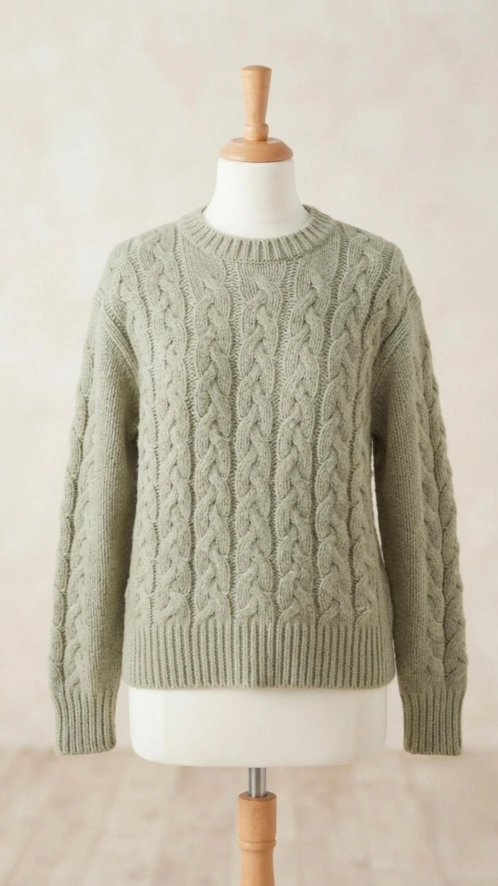 Jersey de punto trenzado verde salvia Lefties XL – Lefties – taille XL / 42 / 14