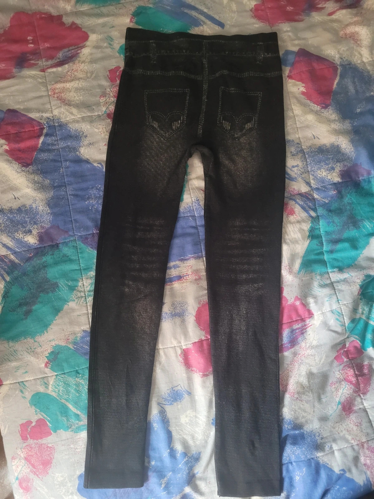 Leggins Efecto Vaquero Negro Desgastado – sin marca – taille S / 36 / 8 2