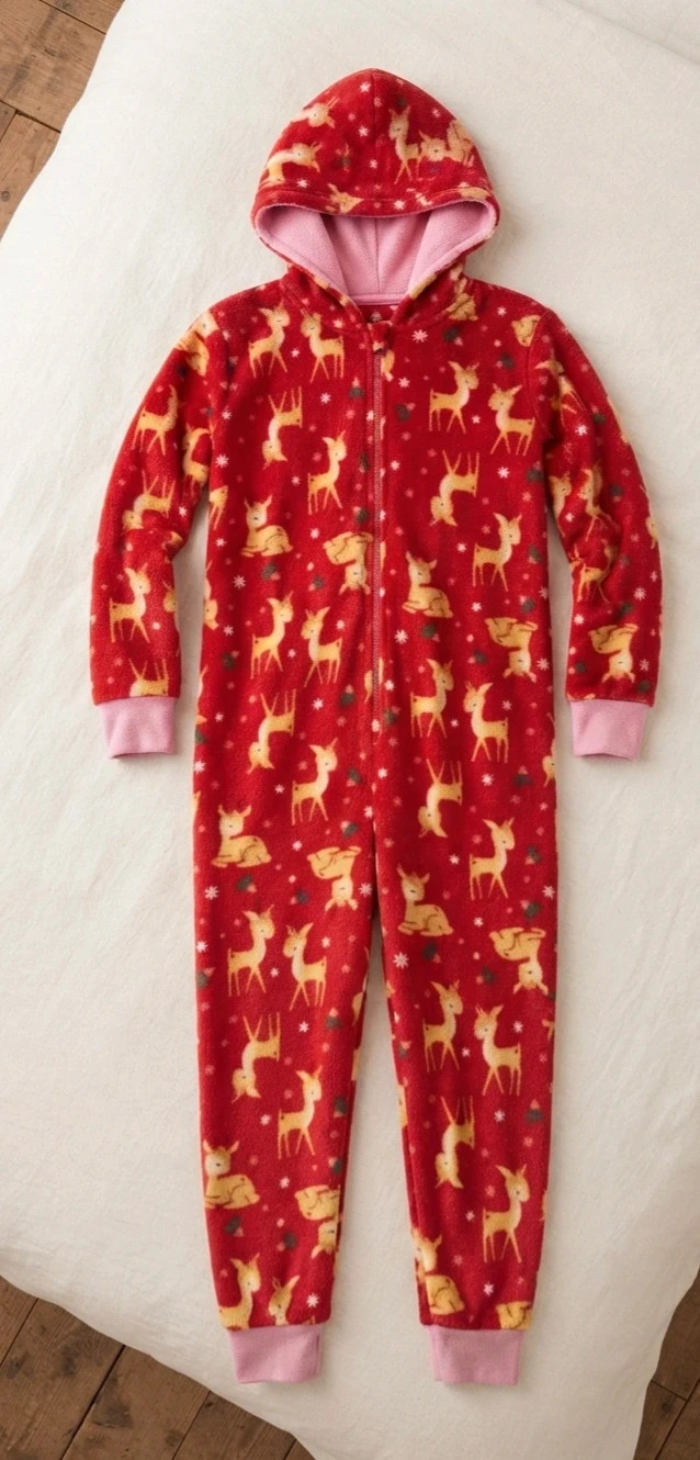 Pijama entero polar navideño con capucha y cremallera y capucha talla 7/8 años – Dunnes Stores – taille 7 ans / 122 cm