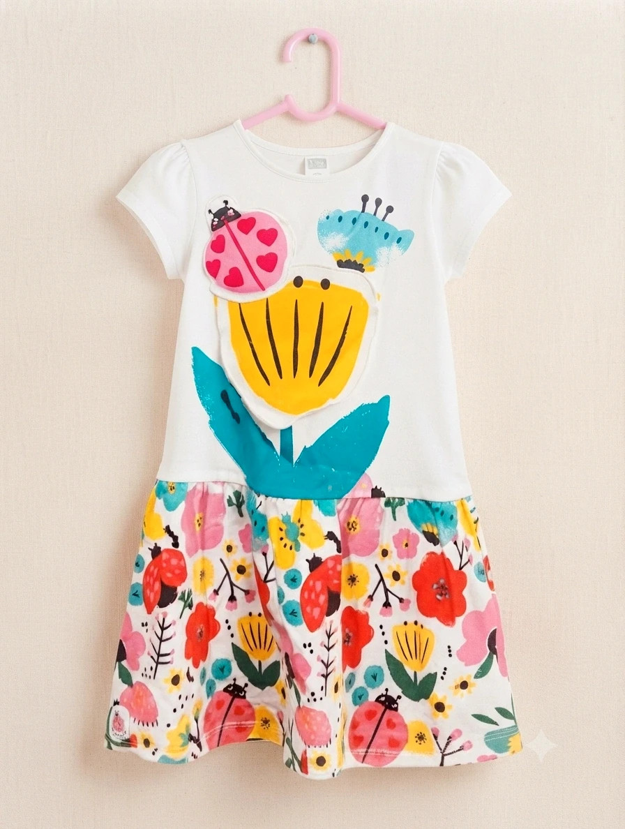 Vestido viral veraniego Tuc Tuc - Estampado floral y mariquitas