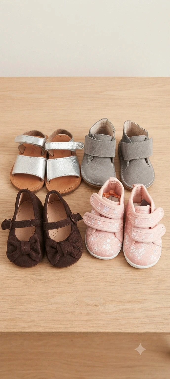 Lote de 4 pares de zapatos de bebé ideales para el verano y entretiempo nuevos