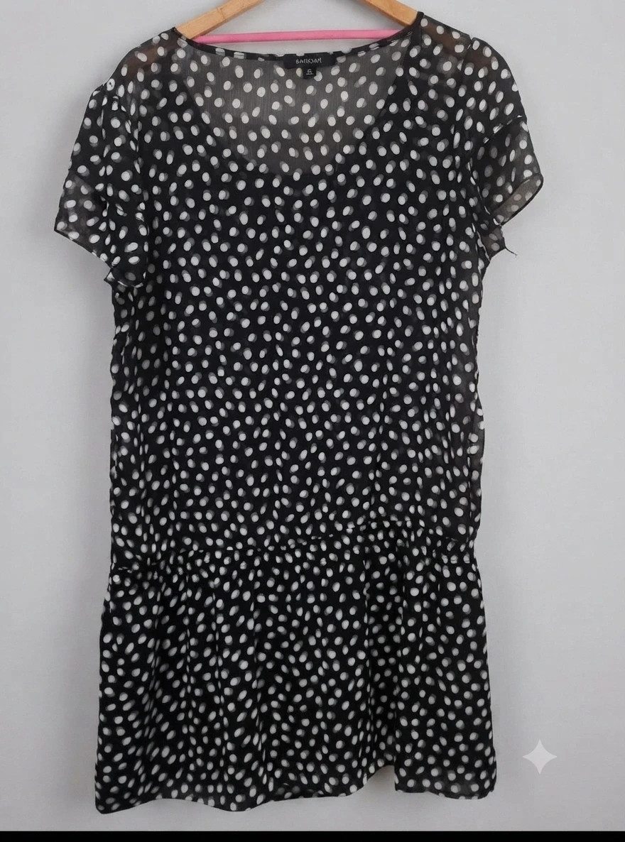 Vestido corto fluido de lunares negro y blanco talla xl – klever moder – taille XL / 42 / 14 2