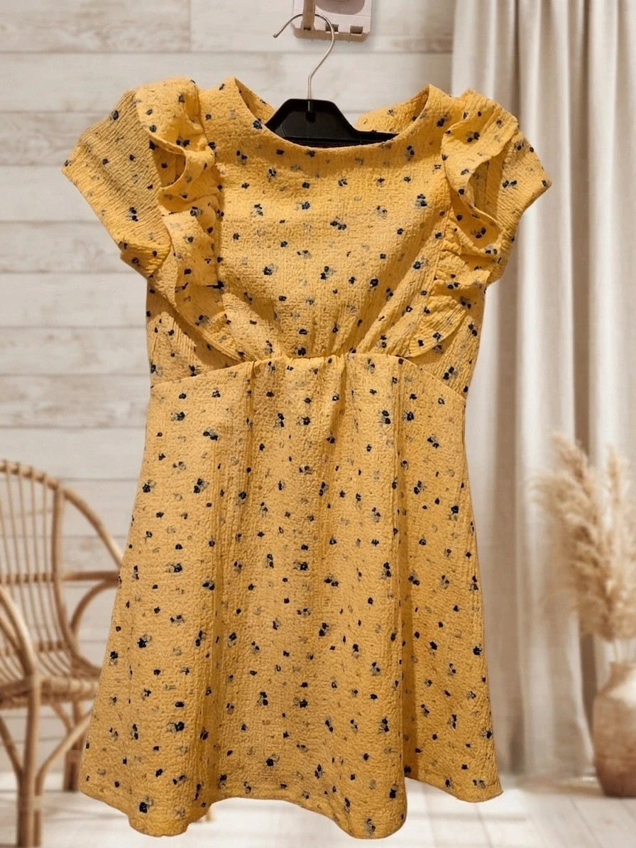 Vestido amarillo viral con flores para niña (3-4 años)