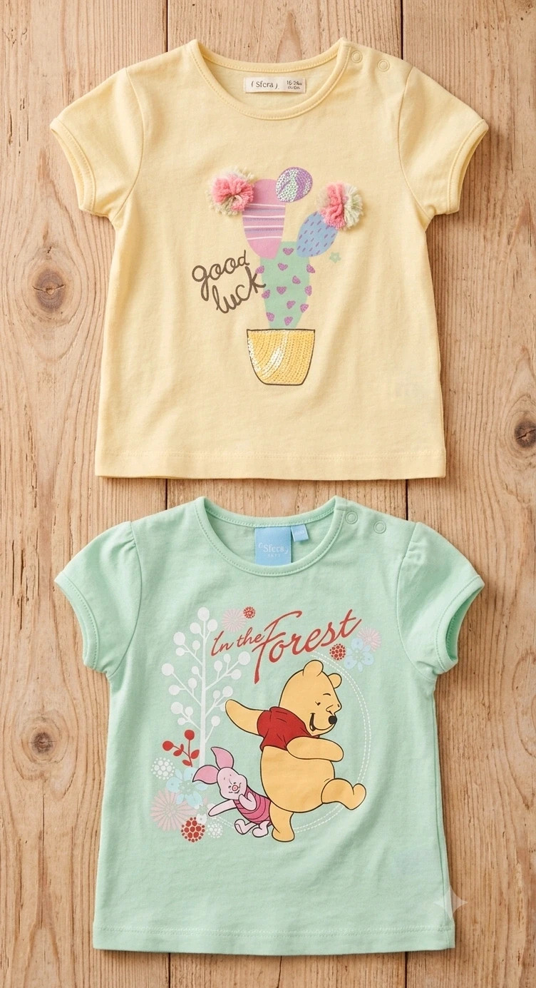 Pack de 2 camisetas infantiles (Winnie the Pooh y Cactus)
